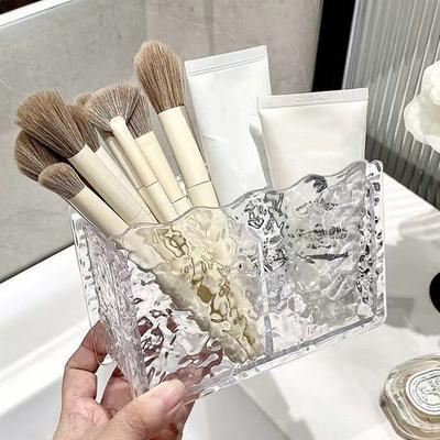 Valuri de apă Cutie de depozitare acrilice pentru cosmetice Suport perie de machiaj Organizator Ruj Creion pentru sprâncene Suport de afișare pentru depozitare în baie