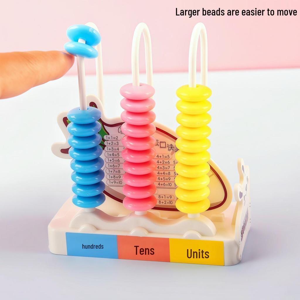 Little Carney Three-Row Abacus for First Grade - Large Beads for Children's Learning and Arithmetic Calculation