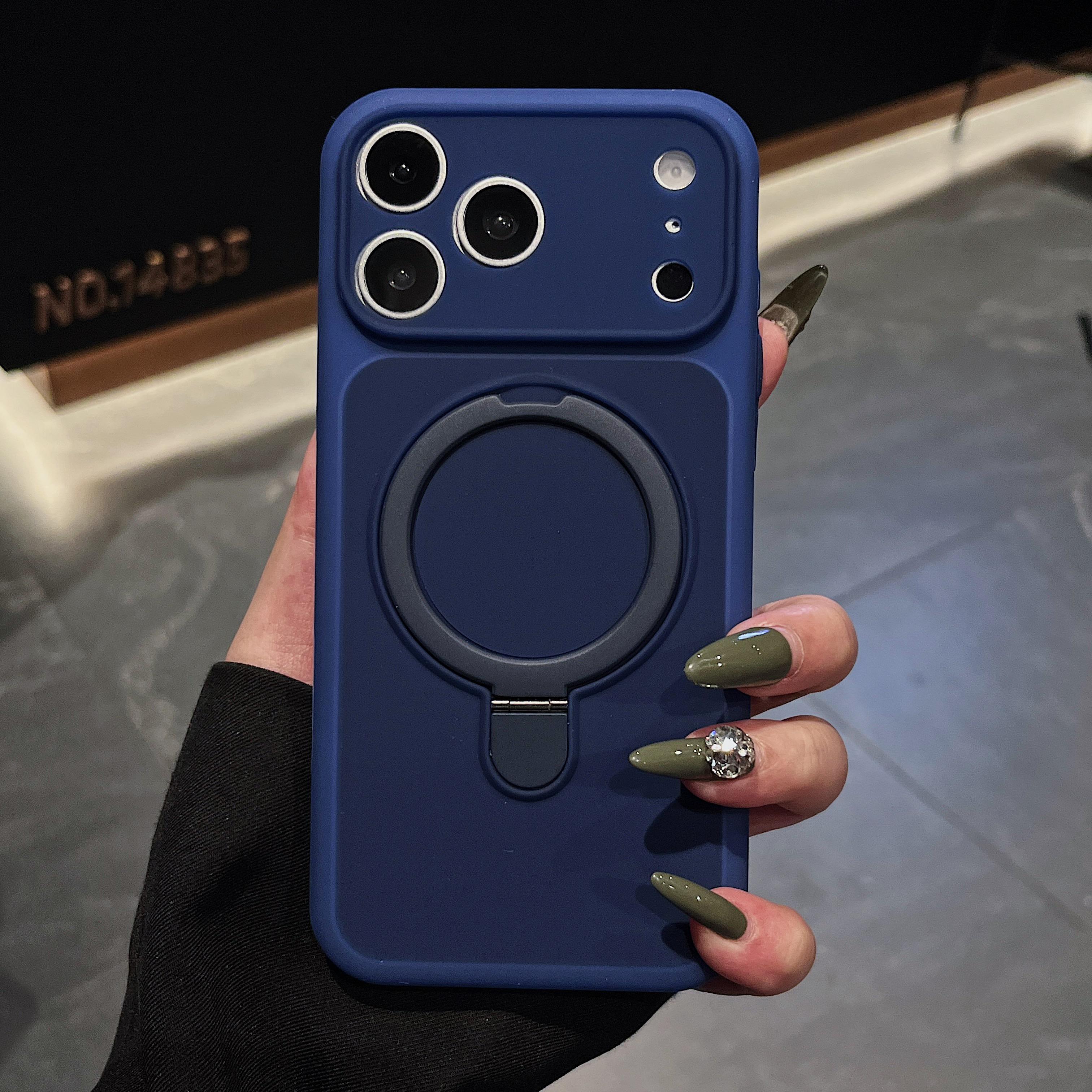 

Jelly Liquid Silicone Original Magnetic Bracket Phone Case for iPhone 16 15 17 Pro Max For Magsafe Shockproof Matte Soft Cover iPhone 15