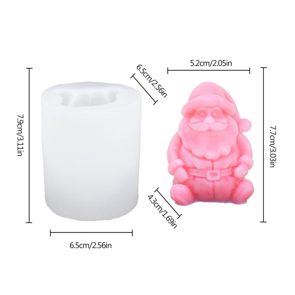 Christmas Santa Candle Mold Santa Candle Silicone Mold for DIY Candle Soap Plaster Ornament Cake Fondant Decoration