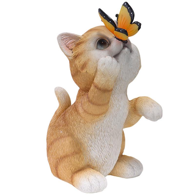 Kreatives solarbetriebenes Katzen-Garten-Nachtlicht-Ornament im amerikanischen Stil