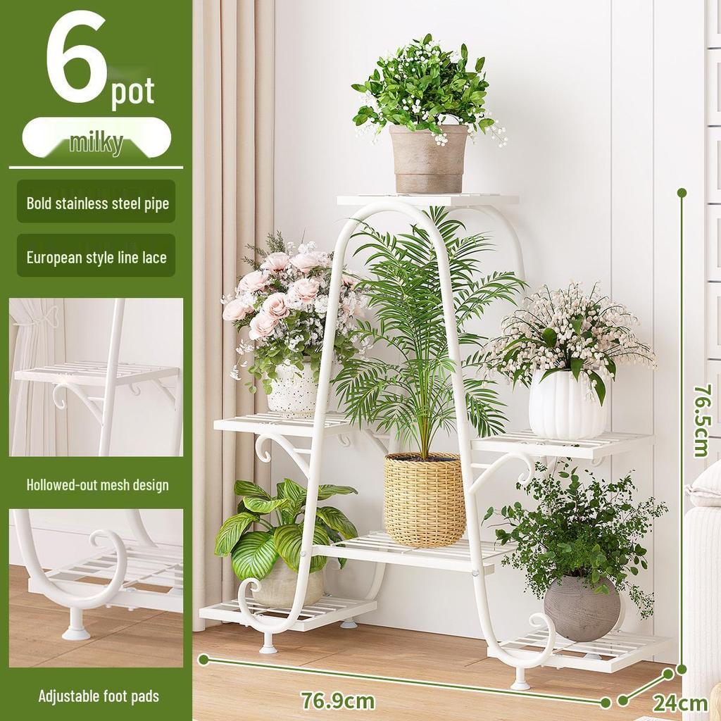 Multi-Layer Floor-Standing Iron Art Flower Shelf for Living Room and Balcony