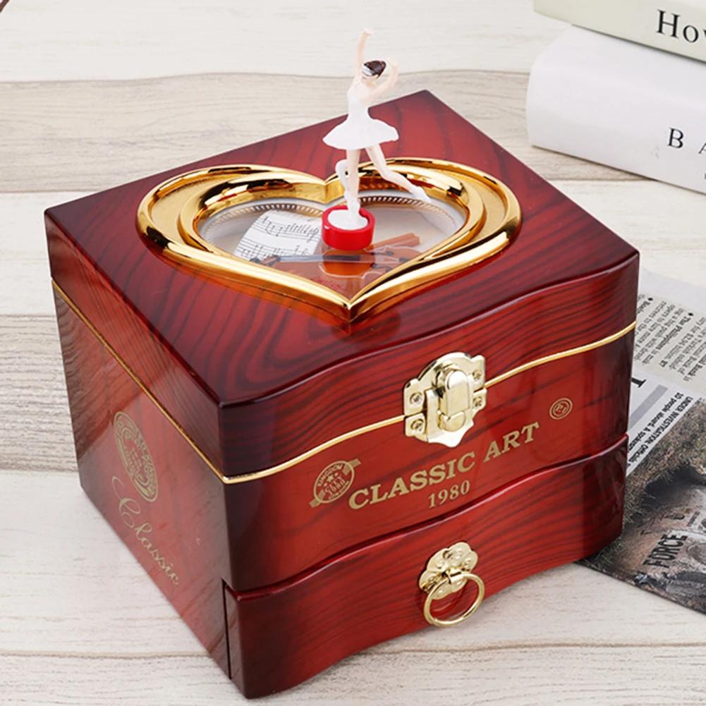 Rotating Dancer Engraved Musical Box Birthday Presents Jewelry Case Music Melody Box Retro Party Props for Souvenirs Decorations