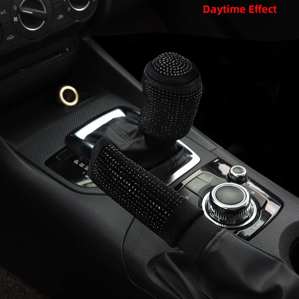 Car Supplies Flash Diamond Encrusted Plush Leather Cloth Art Breathable Handbrake Set File Handle Set GM Interior Supplies