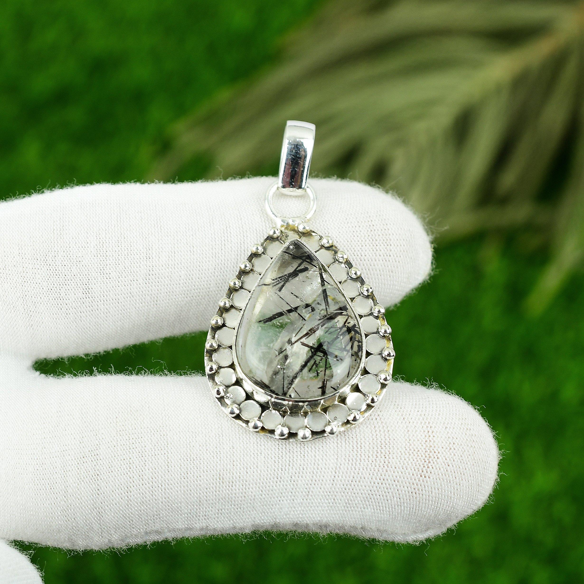 

Распродажа ко Дню женщин Серебро 925 пробы Натуральный черный рутил Юбилейный Новый кулон