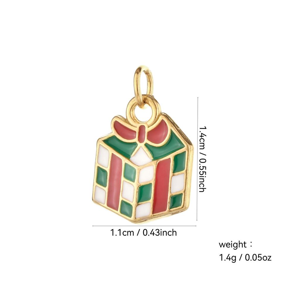 Weihnachts-Schlüsselanhänger aus Edelstahl mit Anhängern von Weihnachtsmann, Schneemann, Glocke und Elch