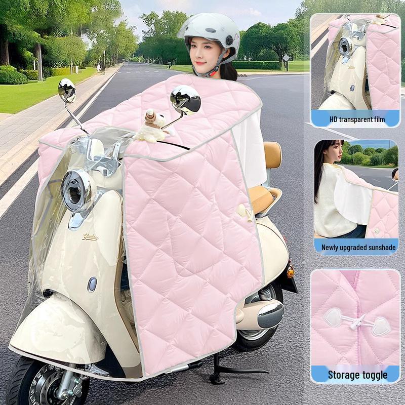 Thickened Windproof Winter Quilt for Electric Car & Motorcycle - Extra Large, Warm, and Coldproof Cover with Widened Shoulder Protection