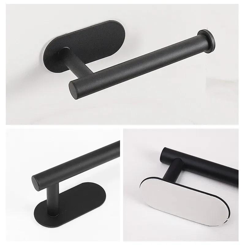 No Punching Wall Mounted Toilet Paper Holder Rustproof Anticorrosion Stainless Steel Bathroom Kitchen Roll Paper Toilet Holder