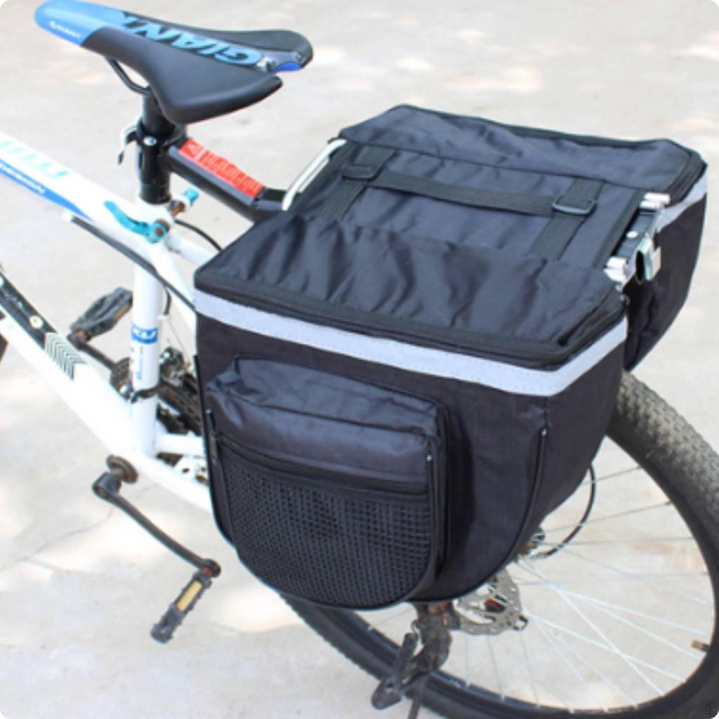 Bike Rear Rack Bag Reflective Trim Zipper Closure Biking Gear for Travel
