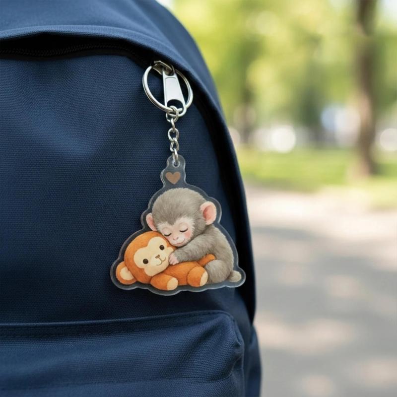 Delightful Acrylic 2D Flat Gorillas Keychain Pendant Ideal For Car Decoration Or Personal Items Backpack Ornament