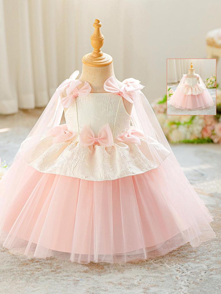 New Formal Princess Mesh Dress Set for Infant and Toddler Girls - Birthday and Evening Gown