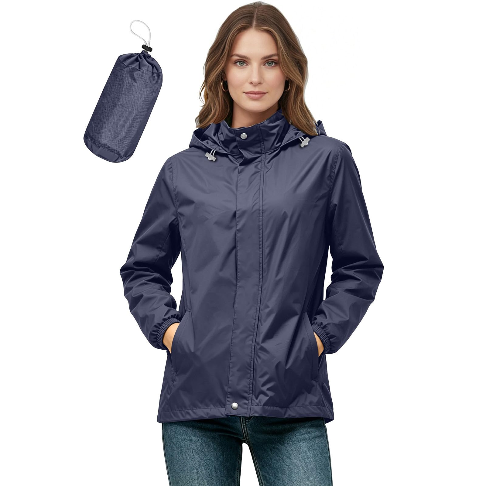 Sieviešu viegla, ar kapuci, ūdensnecaurlaidīga vējjaka
