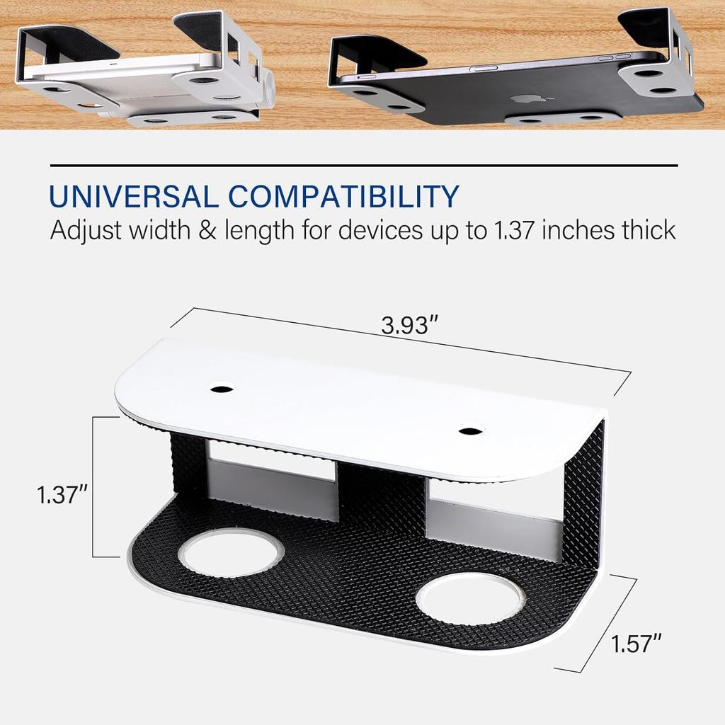 Under Table Laptop Storage Mount Metal Thickness 1.37" for MacBook No Trace Widened Design Protection Tray For Various Tables
