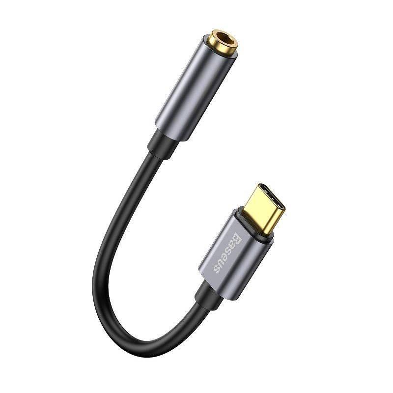 Adapter Ljud Baseus L54 USB-C + Mini Jack 3,5 mm (Grå)