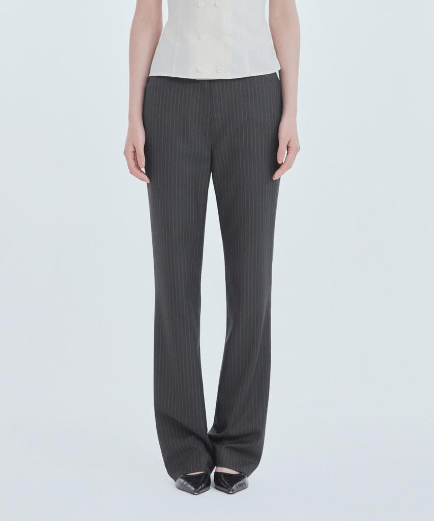 Mausolleum Emma Tailored Semi Bootcut Slacks - Chacoal Stripe