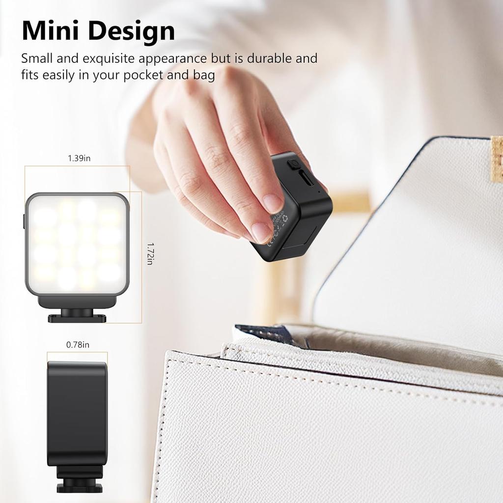 VRIG Mini LED Action Camera Vlogging Video Light, Magnetic Cold Shoe Photography Fill Lighting for DJI Osmo Action 5Pro/4/3 Camera Cage, Osmo Pocket