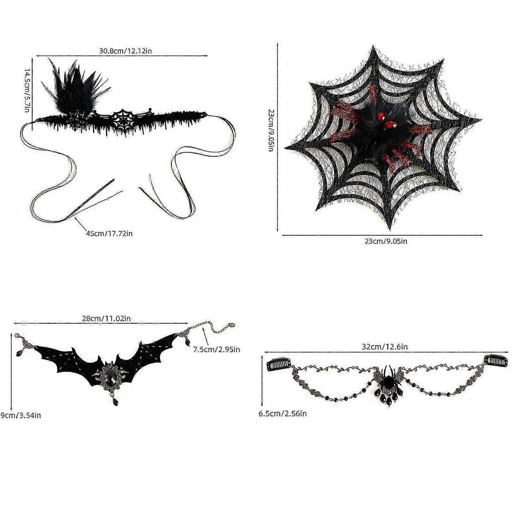 Feathered Headband Bat Hairpin Halloween Headpiece Bat Necklace Halloween Head Chain for Women Girl Style 9 New Arrival