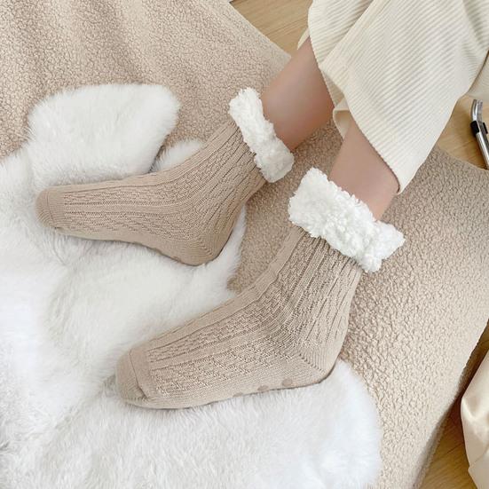 Fuzzy Warm Slipper Socks for Women Cozy Fluffy Fleece Lined Home Floor Socks with Grippers Winter Soft Thermal Sleep Socks