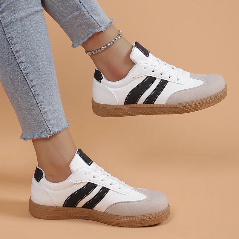 Fashion Lightweight Womens Casual Sneakers Fashion Black White Striped Running Shoes for Woman Comfortable Non Slip Flats Zapatoas Mujer