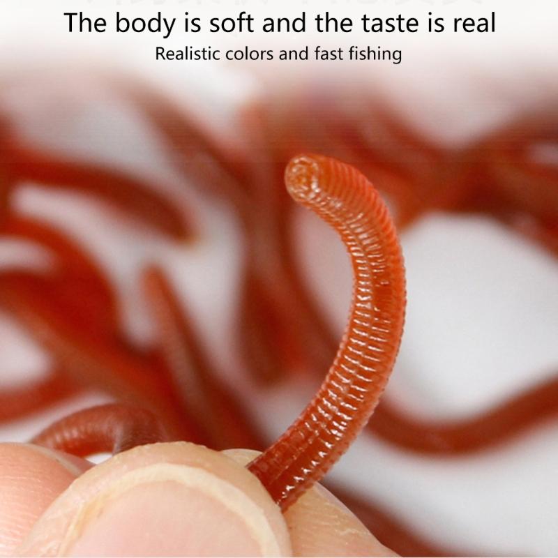 100Pcs Flexible Soft Fishing Lures Artificial Earthworms Baits Jigging Wobblers Soft Wobblers Lures Baits Enduring