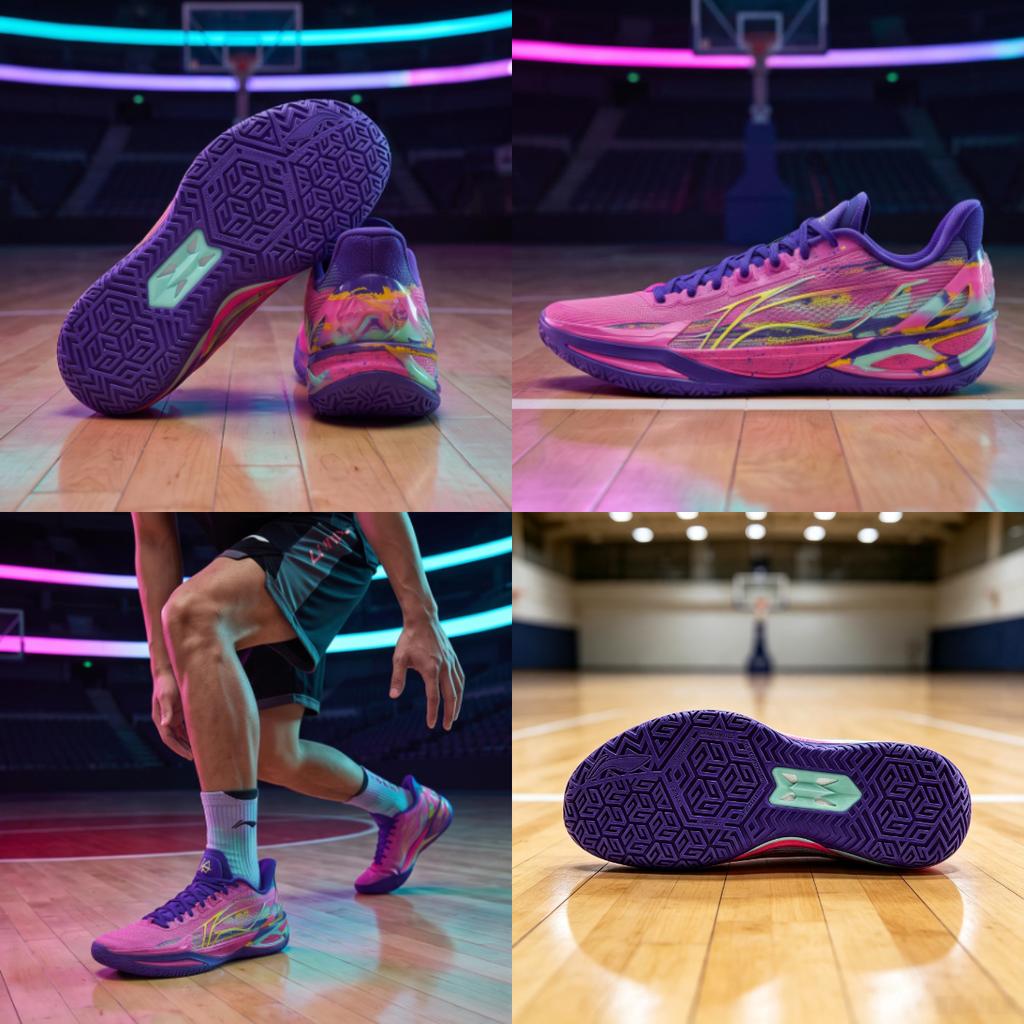 Li Ning Blade 6 V2 Basketball Shoes Men Sneaker Fluorescent-Pink Purple Red ABAV087-32