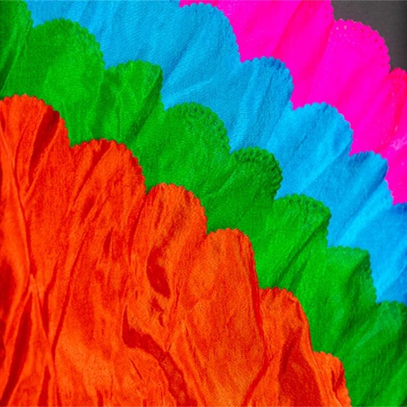 Všestranné závoje na břišní tanec z umělého hedvábí Dlouhé skládací vějíře pro soutěže a lekce Taneční vějíř Perfektní pro studia