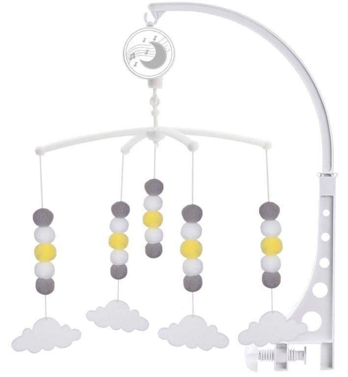 Carousel for Cot with Music Box Pom-poms Sun Baby