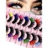 8 Pairs Colored False Eyelashes, 3D Mink Faux Lashes With Color Tips, Dramatic Fluffy Volume Strip Lashes Colorful Lash Extensions For Makeup