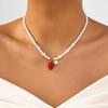 Pearls Necklace For Women Fruit Watermelon Crystal Pendant With Multilayer Chain
