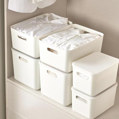 Einfarbige Kunststoff-Aufbewahrungsbox Großes Fassungsvermögen Heim-Aufbewahrungsbox Kleider- und Spielzeug-Aufbewahrungsbox Desktop-Aufbewahrungsbox für Verschiedenes