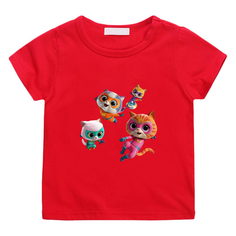 

SuperKitties 2026 NEW 100%Cotton Anime Print T-shirt Casual Cute T-shirt Boys Girls O-neck Tops Cartoon Short Sleeve Manga Tees Summer Funny T-shirt 100 красный