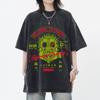 Blumenprint Retro Gewaschenes T-Shirt Locker Rundhalsausschnitt Mode Damen Waschung Kurzer Ärmel Ausbrenn-Druck Damen T-Shirt