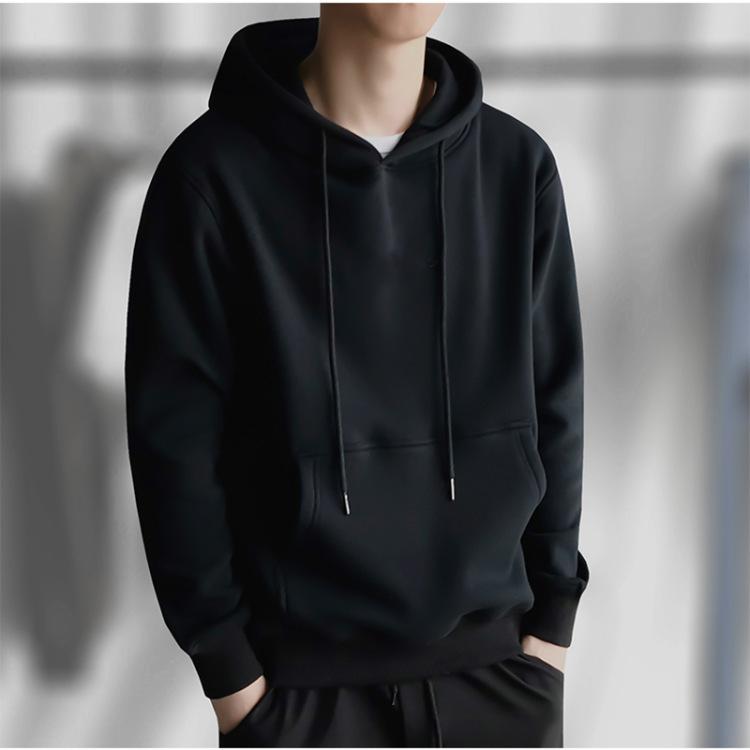 New Autumn and Winter Hooded Fleece Sweater Men's Sports Loose Solid Color Terry Autumn and Winter Class Uniform Wholesale Sweater