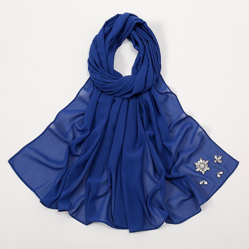 New Bubble Chiffon Diamond Rhinestone Hijab Shawl Scarf Women Ramadan Muslim Headband Wraps Headscarf Foulard Muslim Hijab Sjaal