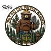 Retro Texture Wall Ornament Only You Can Prevent Wildfires Metal Sign, Vintage Round Bear Iron Hanging for Garden Decor, Funny Tin Sign Home, Garage,