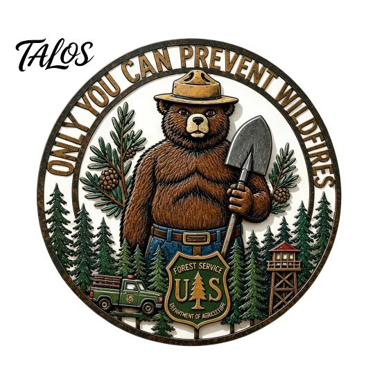 Retro Texture Wall Ornament Only You Can Prevent Wildfires Metal Sign, Vintage Round Bear Iron Hanging for Garden Decor, Funny Tin Sign Home, Garage,
