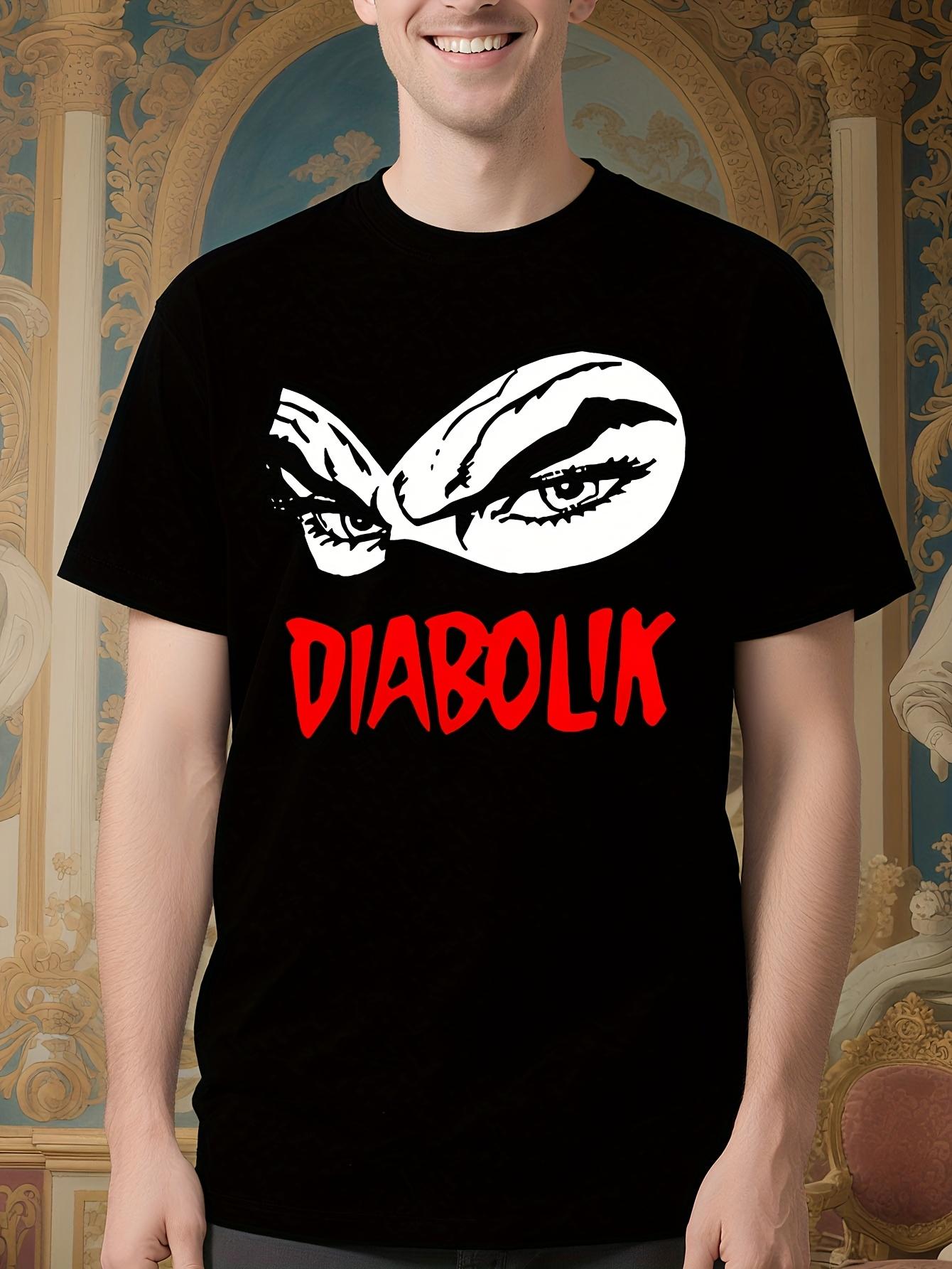 DIABOLIK Graphic Tshirt - Black with Red Eyes and Bold Te... S