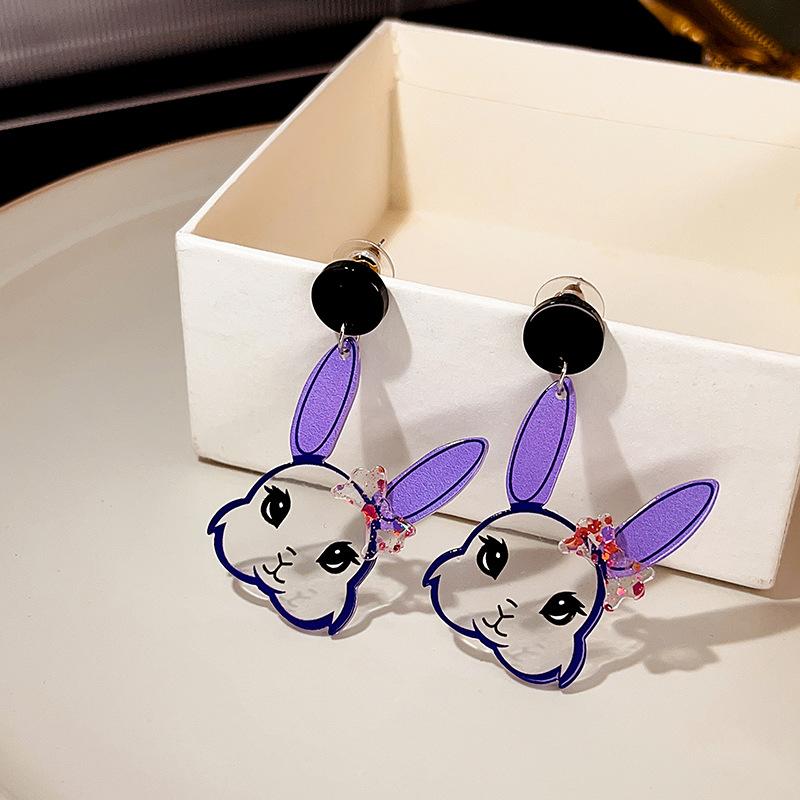 Cute Cartoon Rabbit Ear Studs In Transparent Design for Girls and Women