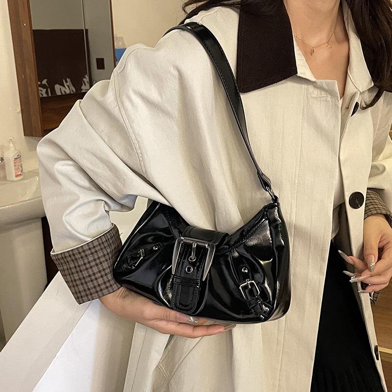 Y2k Mode Uni Farbe Vielseitige Damen Tasche, 2026 Neuer Maillard Stil Unterarmtasche, Retro Stil Vintage Leder Umhängetaschen