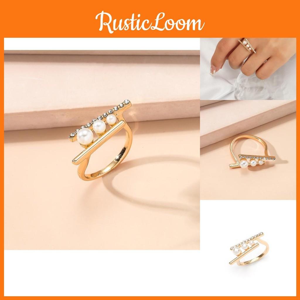 Minimalist Modern Pearl Adjustable Ring With Unique Geometric Design Ideal For Fashion Enthusiasts