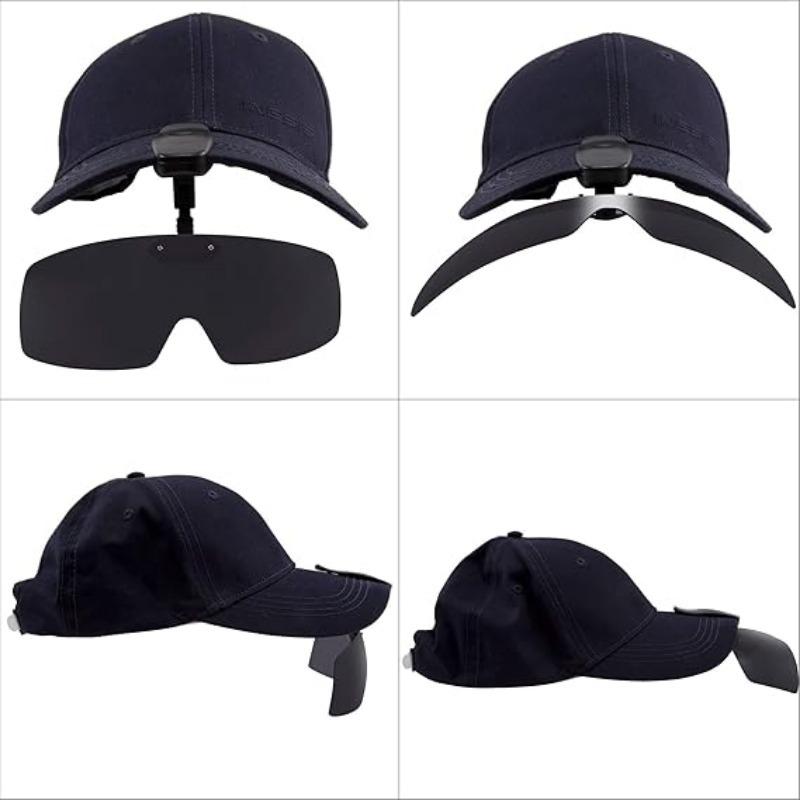 Non-Polarized Clip On Sunglasses for Men Night Vision Polarized Hat Visors Clips Hat Clip On Adjustable Eyeglasses Men's Fishing Cycling Golf Eyewear