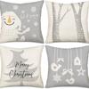 Christmas Snowman Bell Pillowcase Living Room Bedroom Bed Backrest Cushion Home Festive Atmosphere Decoration Backrest