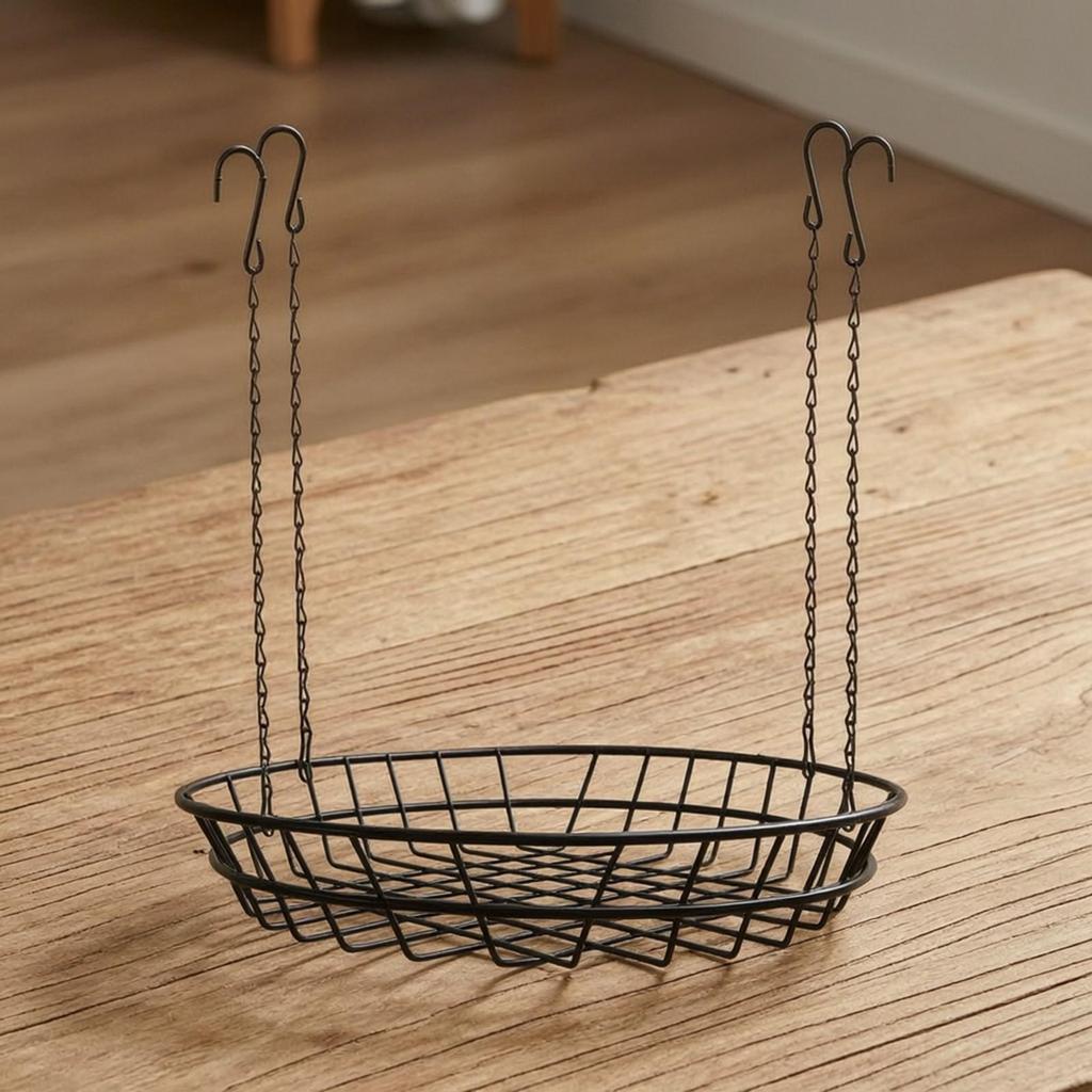 Hanging Planter Insert Round Iron Basket Sturdy for Porch