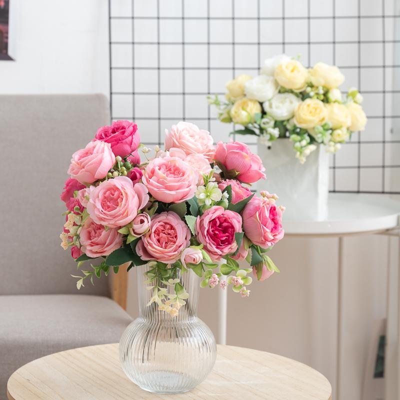 30cm Silk Peony Artificial Flower Bouquet Spring For White Home DIY Decoration Christmas Garden Wedding Office Party Fake Flower
