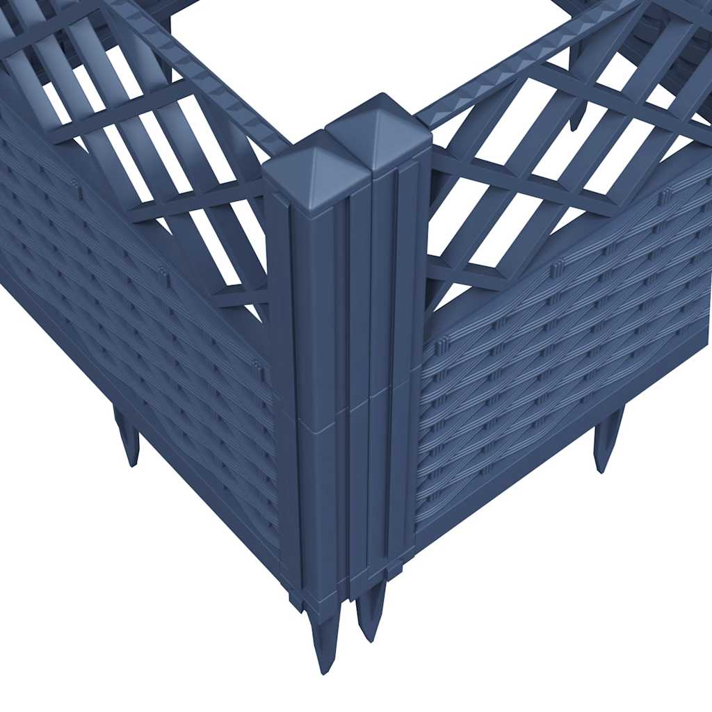 Plant Box with Ground Spikes Blue Grey 363.5 x 43.5 x 43.5 cm PP