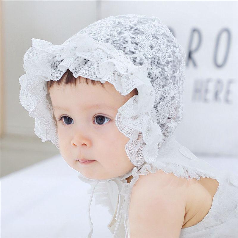

Newborn Girl Lace Princess Double-Layer Ruffle Hat белый