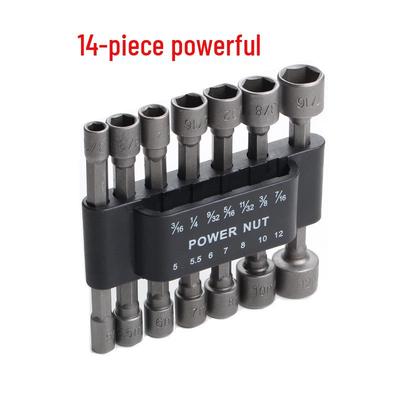 14-Piece Hex Socket & Electric Screwdriver Bit Set for Self-Tapping Screws