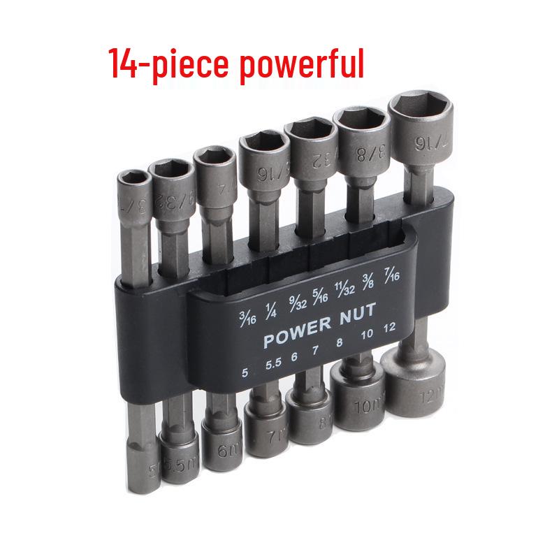 14-Piece Hex Socket & Electric Screwdriver Bit Set for Self-Tapping Screws