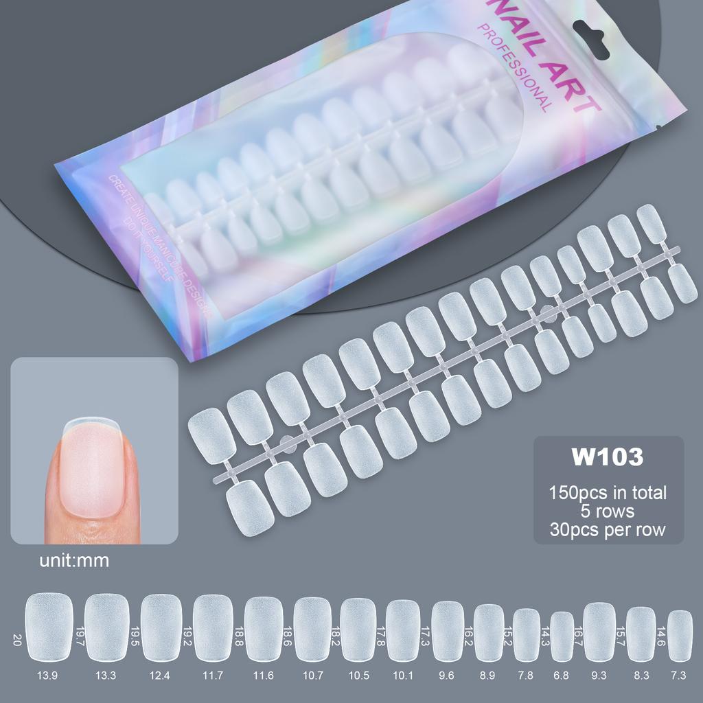 150pcs Short Matte False Nails Full Cover Coffin Square Almond Press On False Nails Soft Gel Nail Tips Manicure Extension Tools