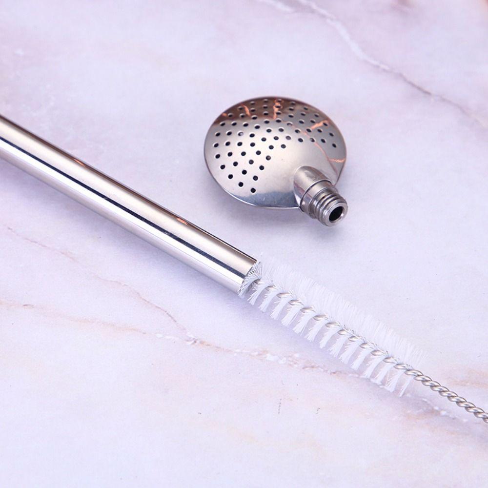 Removable Stainless Steel Straw Reusable Filter Spoon Straw Drinking Straw Spoon  Tea Drinking